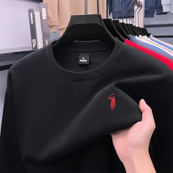 Designer brand men's round neck sportswear autumn new item thickened warm luxury pony print loose casual Paul pullover 1