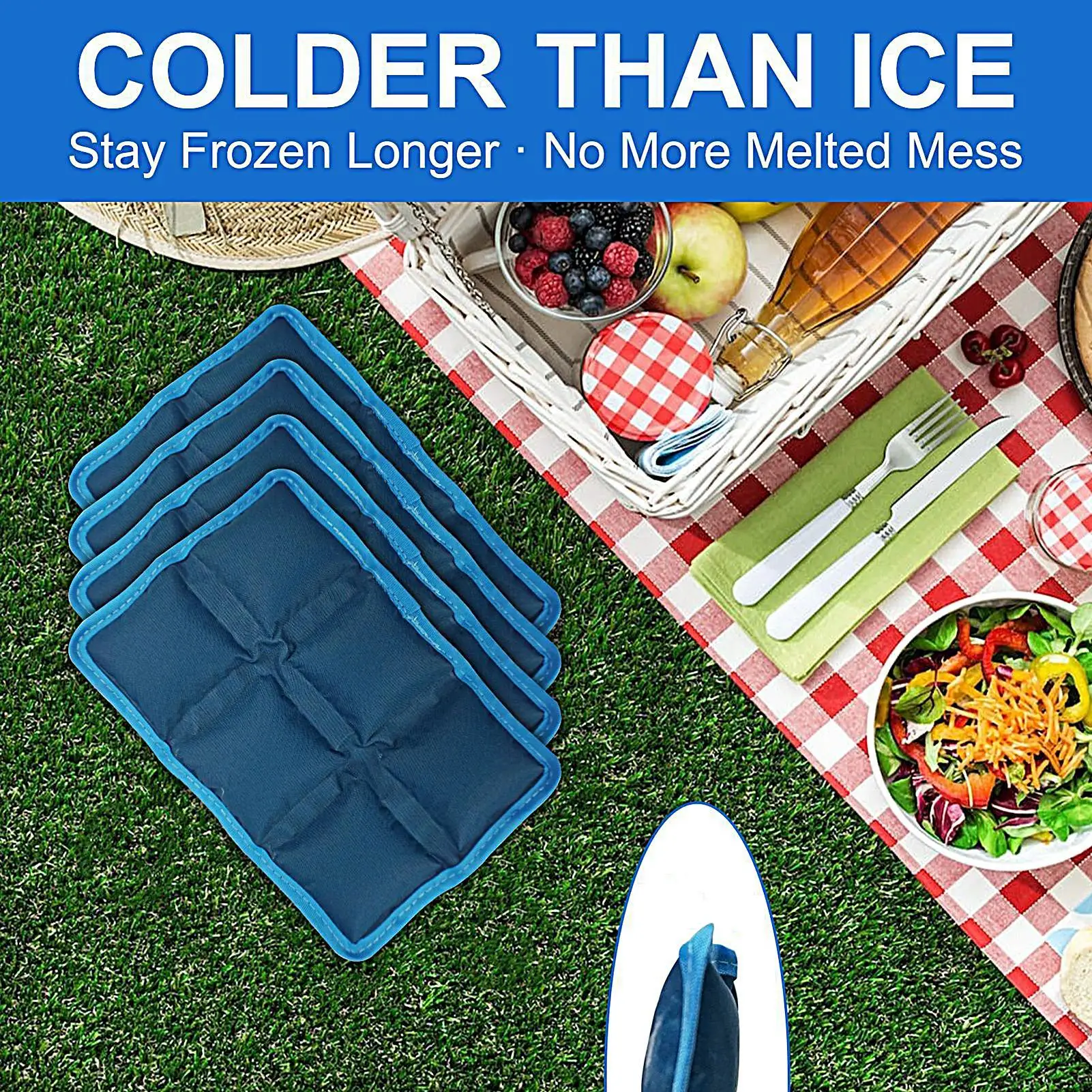 Ice Packs For Lunch Long-Lasting Cold Gel Bag Reusable Freezable Ice Gel Packs For Travel Hiking Beach Camping Sports