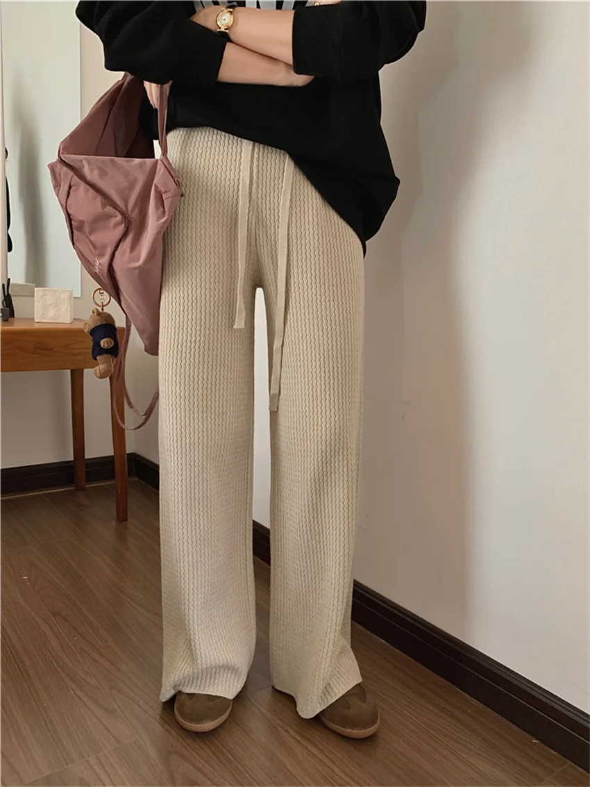 

Alien Kitty 12 Colors Women Chic Wide Leg Pants Mopping 2024 High Waist Slim New Daily Thicken Warm Minimalist Straight Casual