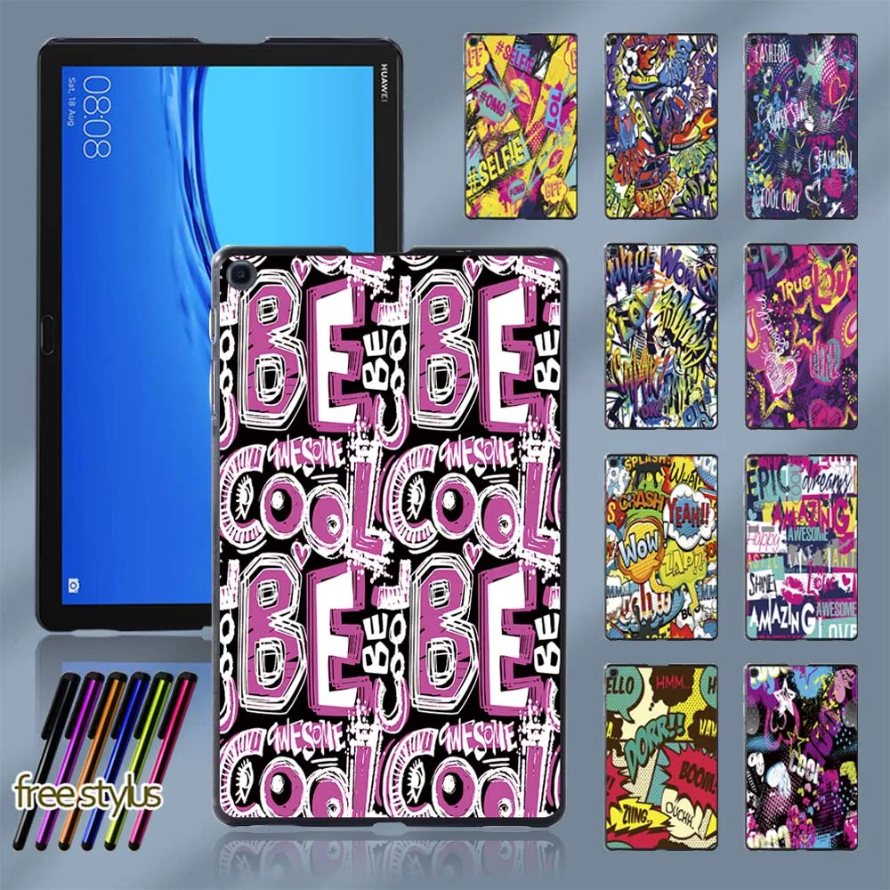 

Graffiti Art Series Tablet Case for Huawei MediaPad M5 Lite 10.1"/MediaPad M5 10.8" Durable Slim Back Shell + Free Stylus