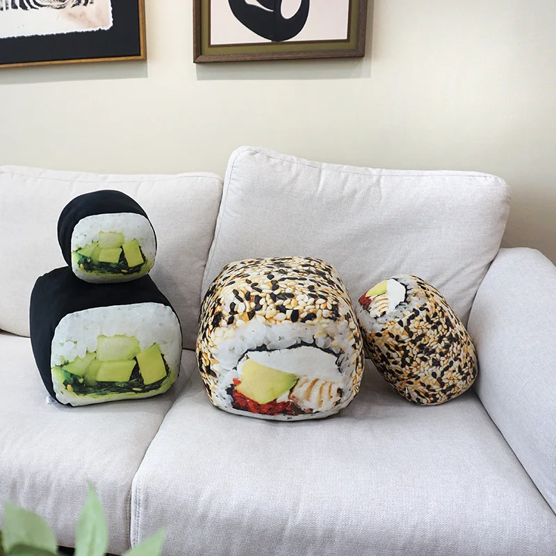 Kawaii Simulation Food Sushi Cake Plush Toys Stuffed Doll Pillow Cushion Cute Home Decoration for Kids Girls Adults Fun Gift