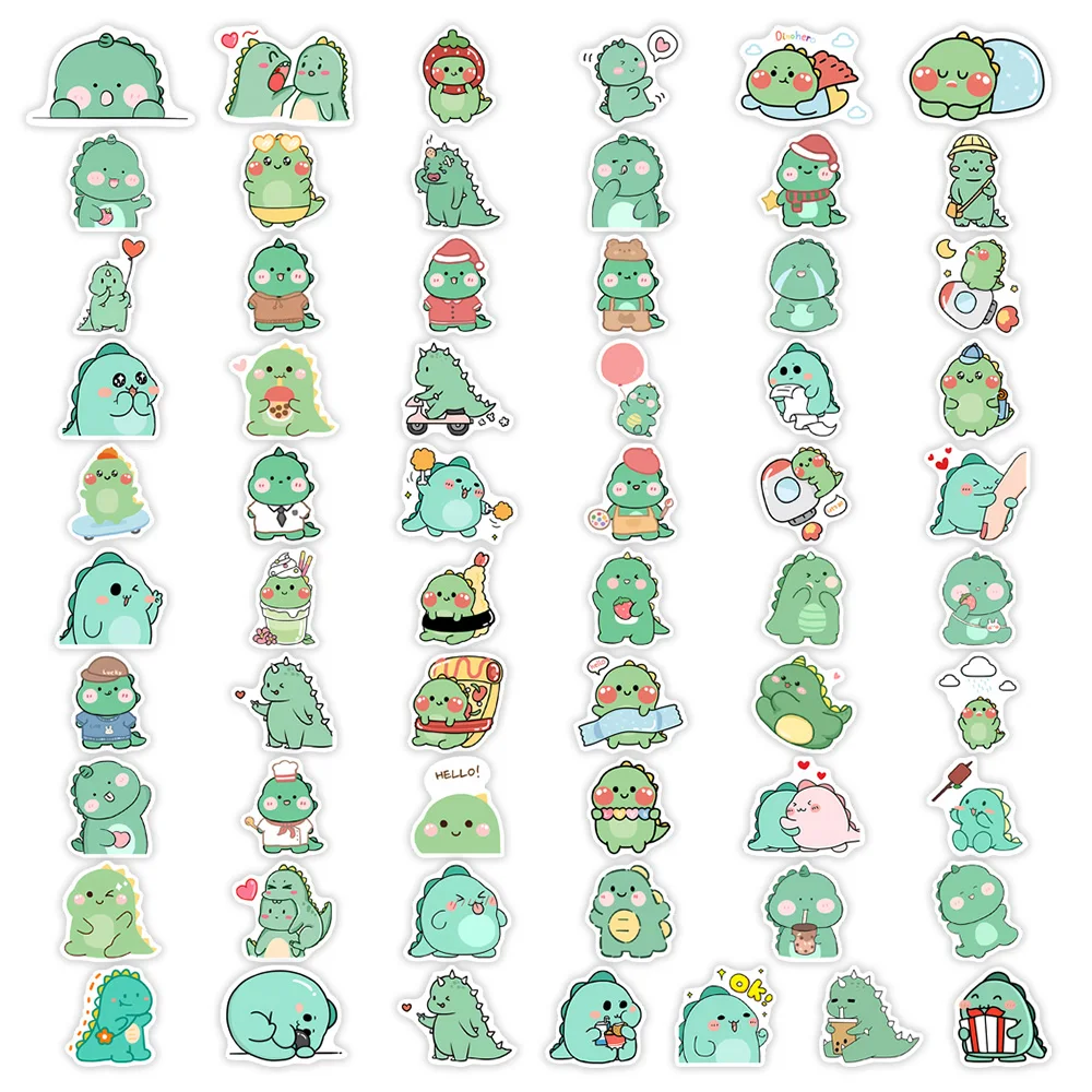 Cartoon Green Dinosaur Stickers Fun DIY Kids Toy Gift Decal for Laptop Phone Scrapbook Luggage Bottles Decorative Waterproof cartoon stickers decorative stickers animal stickers cartoon sticker
