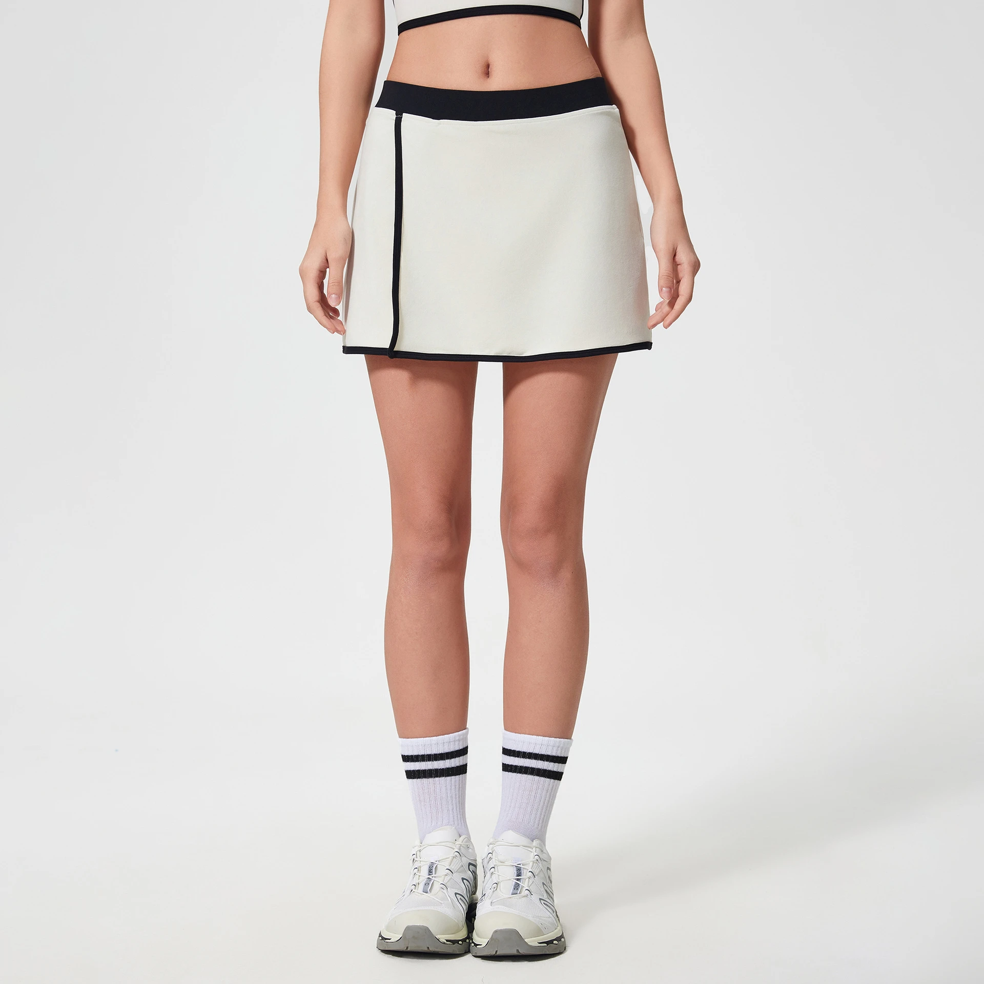 Mermaid Curve Summer Contrast Split Yoga Sports Skirt Women's Hip Covering Slimming Fashionable All-match Fitness Tennis Skirt