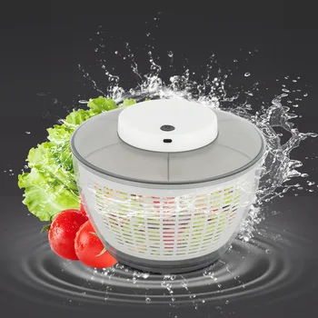 Spinner per insalata 4.3Qt, filatore per insalata elettrico grande, lavaverdure, stoviglie da cucina facili da usare 1
