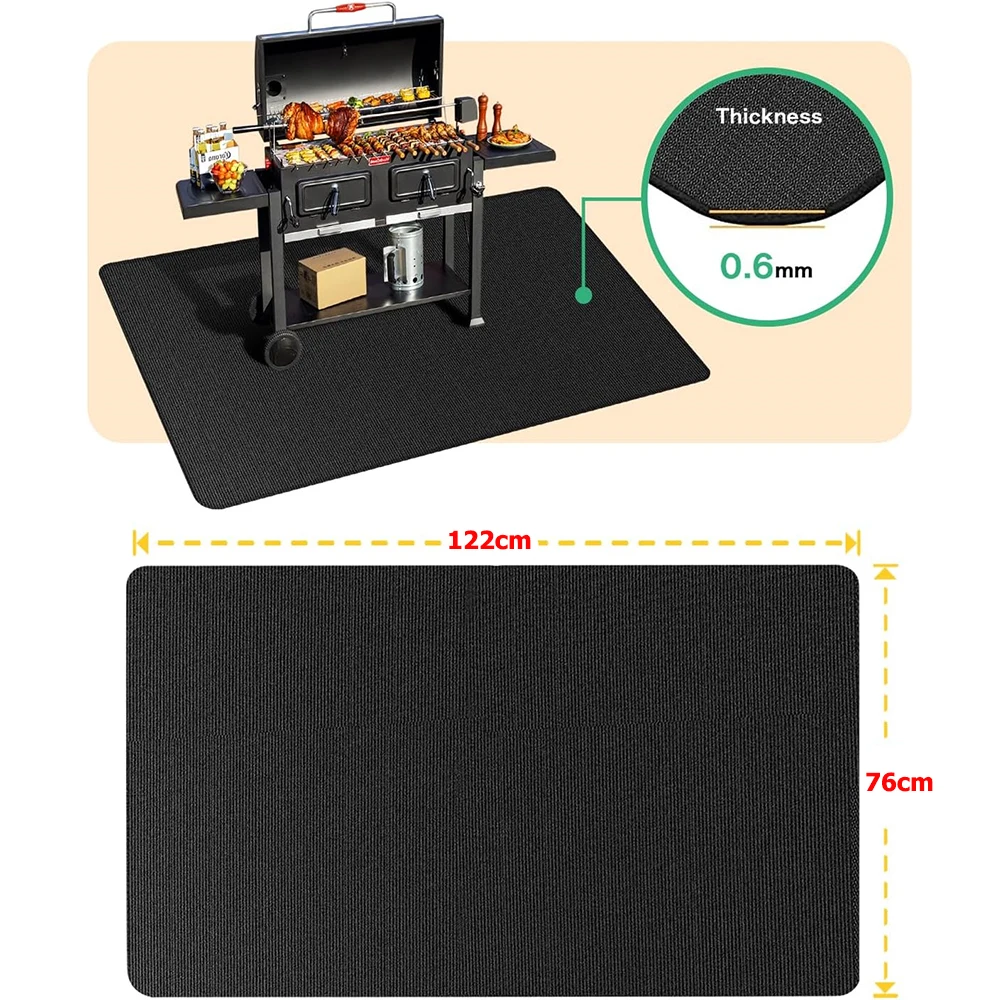 LMETJMA Under Grill Mat Heat Resistant Grill Mats For Outdoor Grill Double-Sided Waterproof Fireproof Oil-Proof Grill Pad JT335