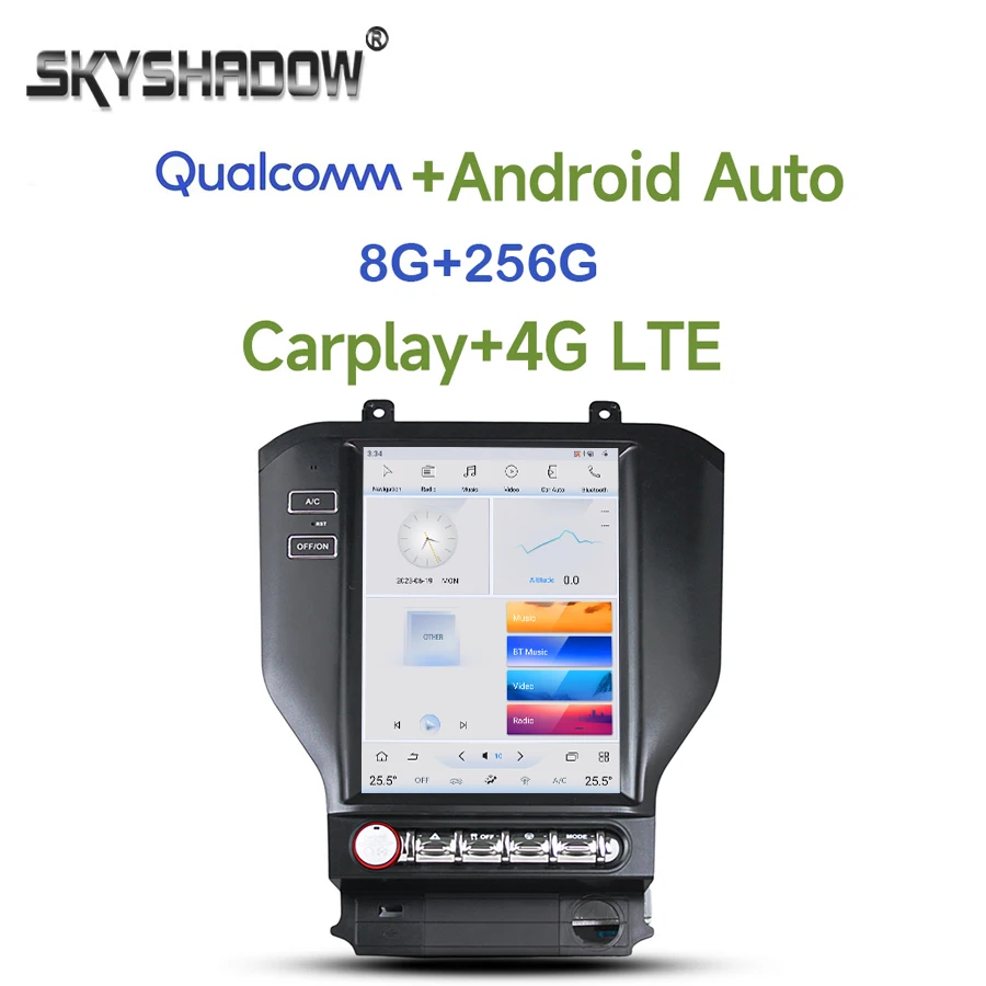 

Tesla Qualcomm Carplay 4G LTE 360 Car DVD Player Android 11.0 8+256G LTE Bluetooth Wifi GPS RDS Radio For Ford Mustang 2014-2018