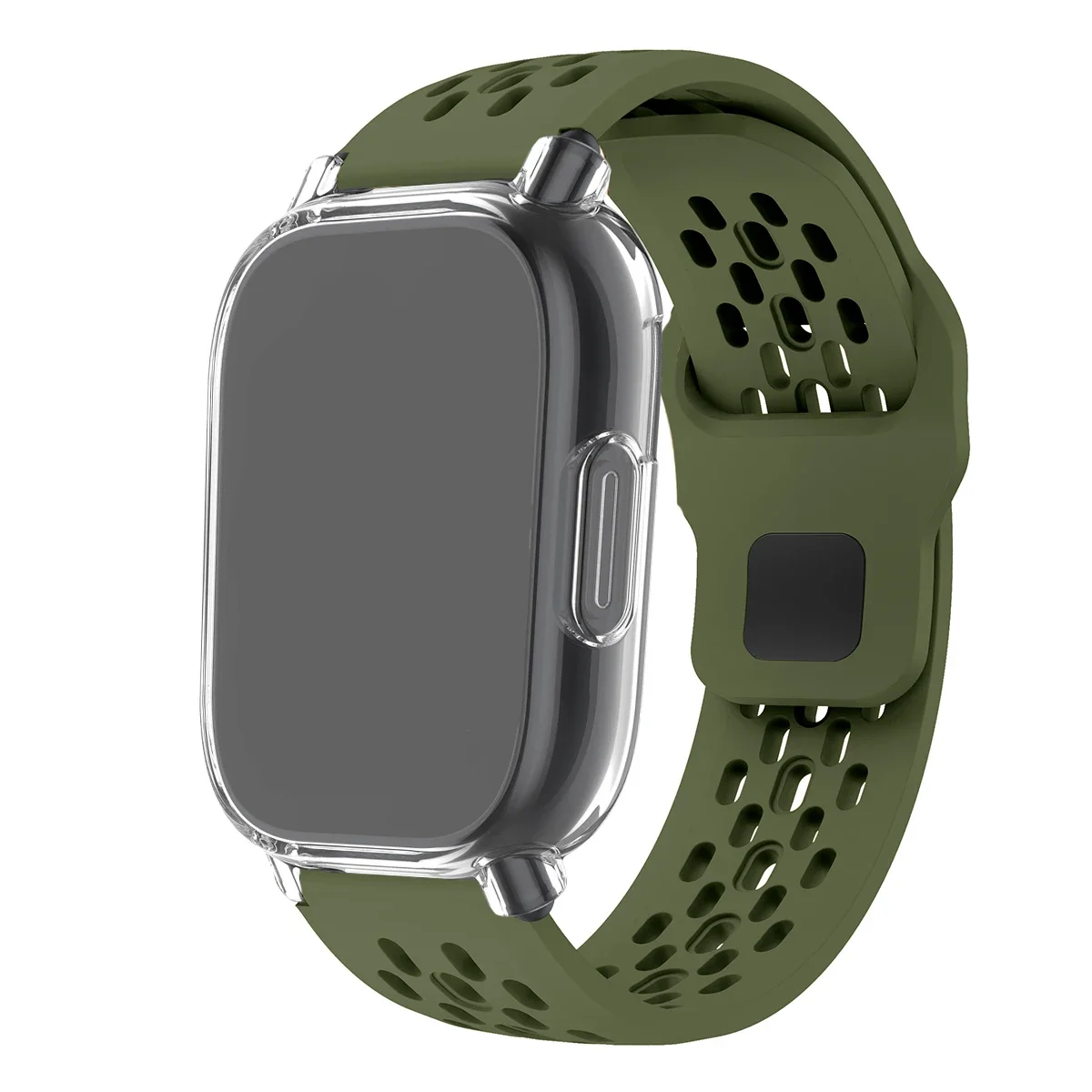 Silicone Strap and TPU Soft Shell Case with Full Cover Screen Protector for Smartwatch - Breathable Sport Band Design
