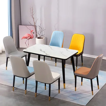 Leather Luxury Throne Designer Dining Chair Accent Replica Soft Dinette Dining Chair Bedroom Kitchen Cadeira Home Furniture