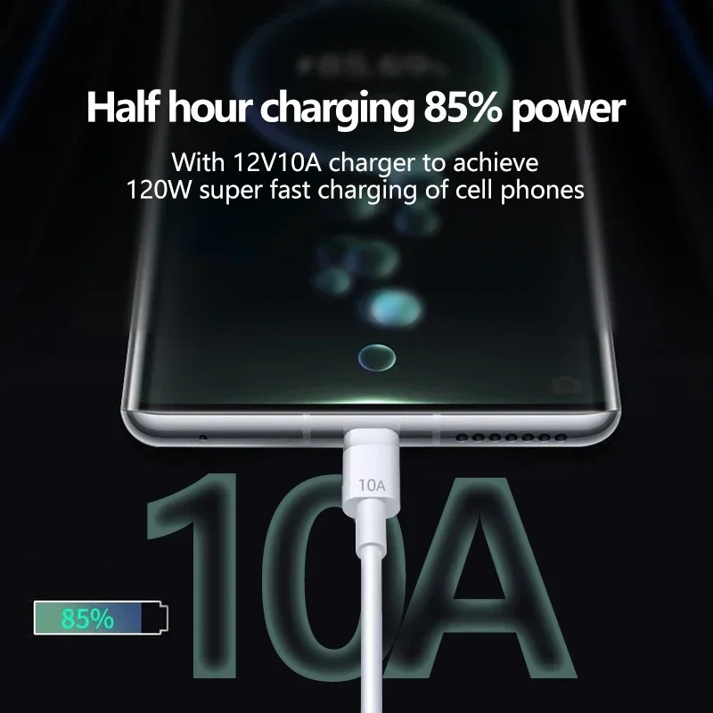 USB Type C Cable 1M/1.5M/2M Universal 120W 10A For Xiaomi Smasung S24 S23 Huawei P70 Honor Data Cord