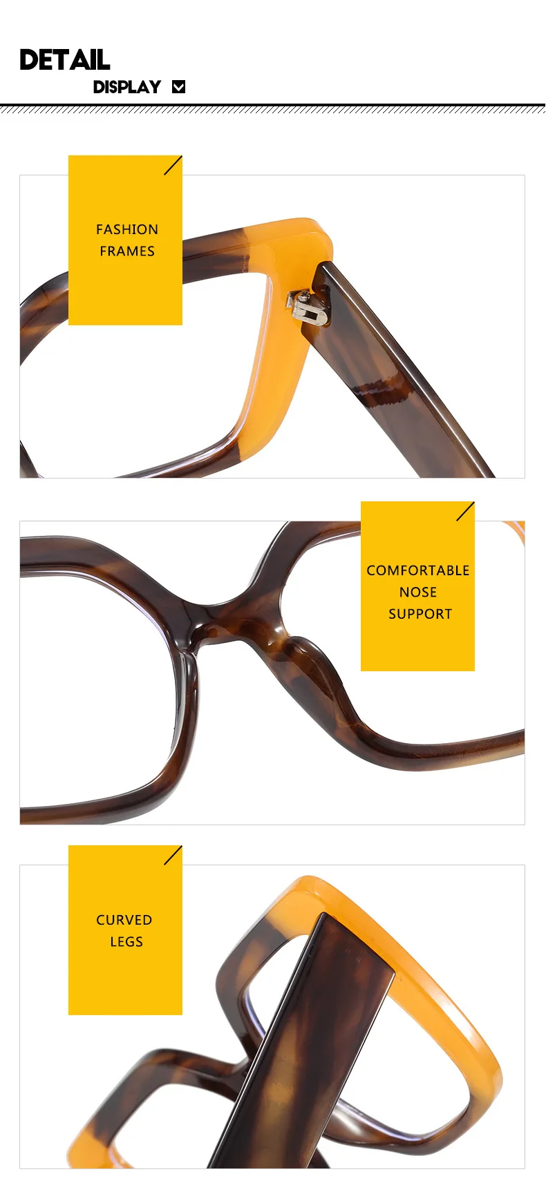 GM LUMIAS Übergroße quadratische Brille, 2025, neue Vintage-Brille mit mehrfarbigem Rand, Damenbrille, modisches Design, nicht verschreibungspflichtige optische Rahmen – Detail 13