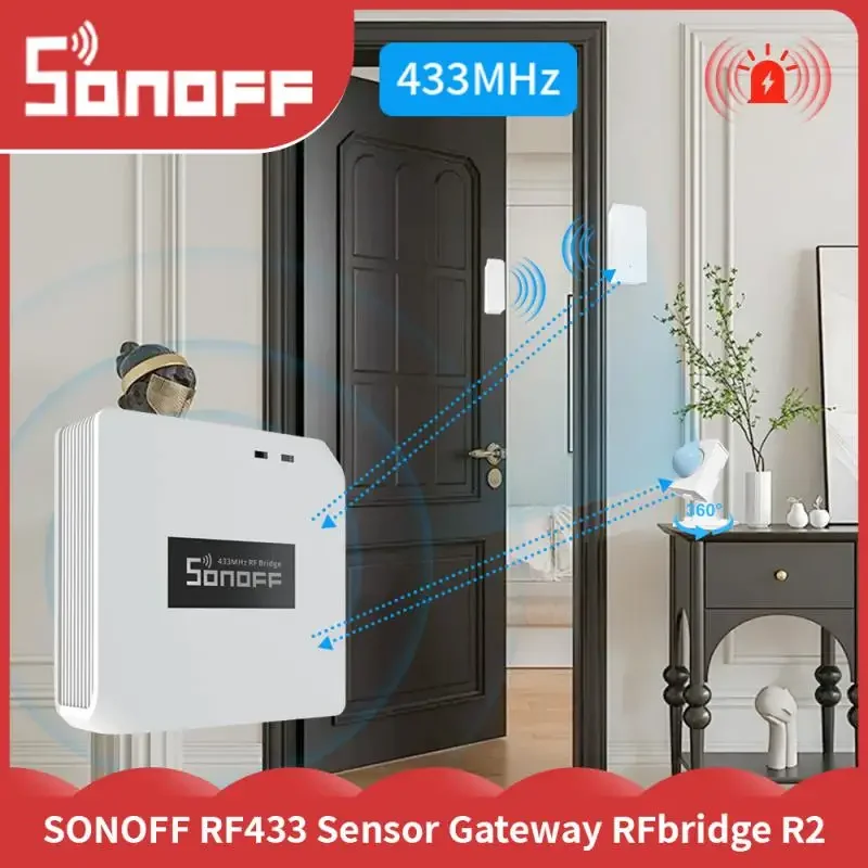 SONOFF RF BridgeR2 433MHz WiFi Signal Converter Door Window Sensor/ Motion Sensor RF Remote Controller Smart Home Alarm System