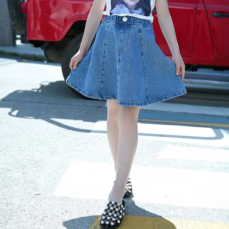 2021 Summer Kids Girls Blue Denim Mini Skirt Children Girls Denim Skirt
