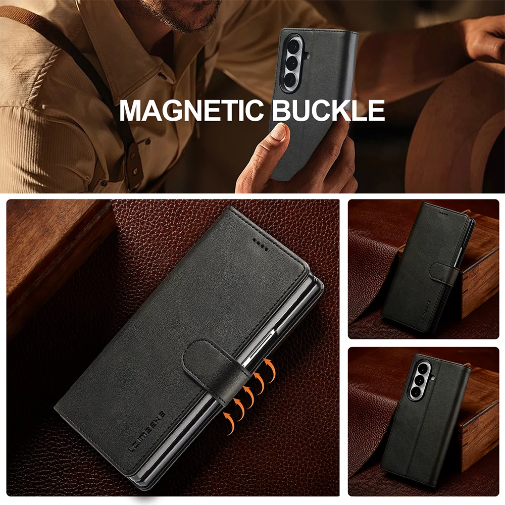 Premium Flip Leather Wallet Card Phone Case - Ultra Wide Foldable Design