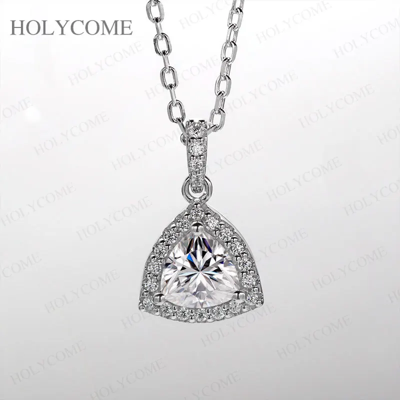 Moissanit Diamant Halskette Ohrring Set Fat Triangle D Farbe GRA zertifiziert 100 % S925 Sterling Silber Frauen Hochzeit Braut Geschenk – Detail 2