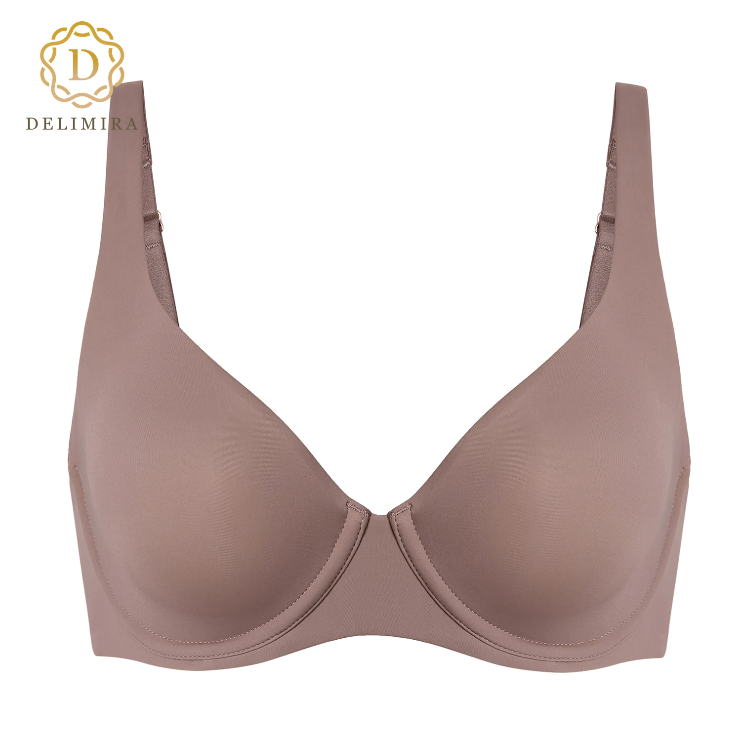 DELIMIRA Women's Confishape Scoop Neck Balconette Bra Plus Size Minimizer Underwire Full Coverage Unlined Bras B C D DD E F G