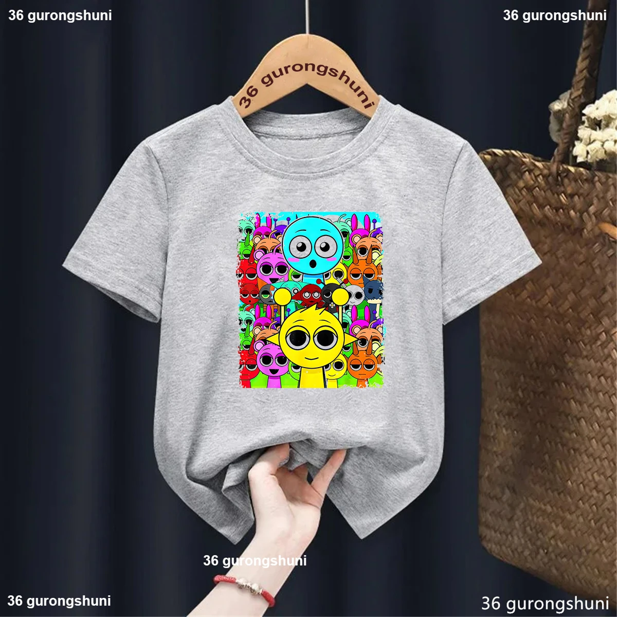 Sprunki Electronic Games Children'S Short Sleeve Tees Horror Game T-Shirt Boys Girls Clothes Cartoon Printed Casual T Shirt Kids 4