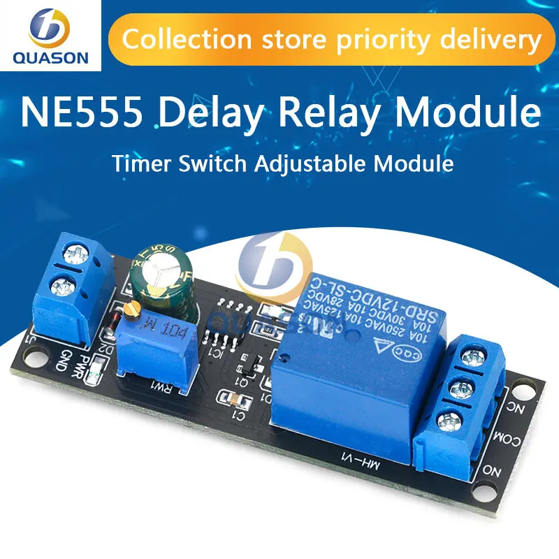 NE555TimerSwitchAdjustableModuleTimedelayrelayModuleDC5V12VDelayConnectDisconnect