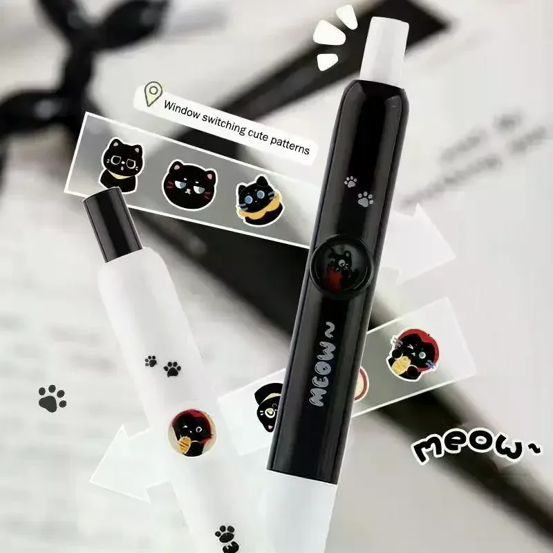 4Pcs 0.5mm 빠른 건조 검정 잉크-부드러운 쓰기 개폐식 펜 카와이 고양이 발 펜 학교 저널링 생일 선물
