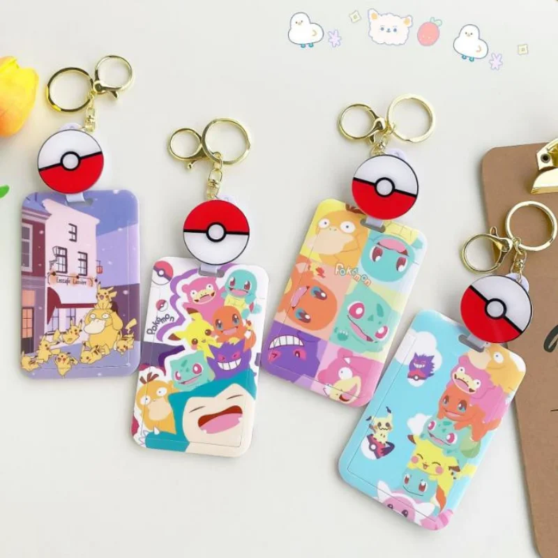 

Pokemon Bus Card Holders Pikachu Elf Ball Pendant Anime Silicone Badge Clip Campus ID Card Holders for Children Card Case