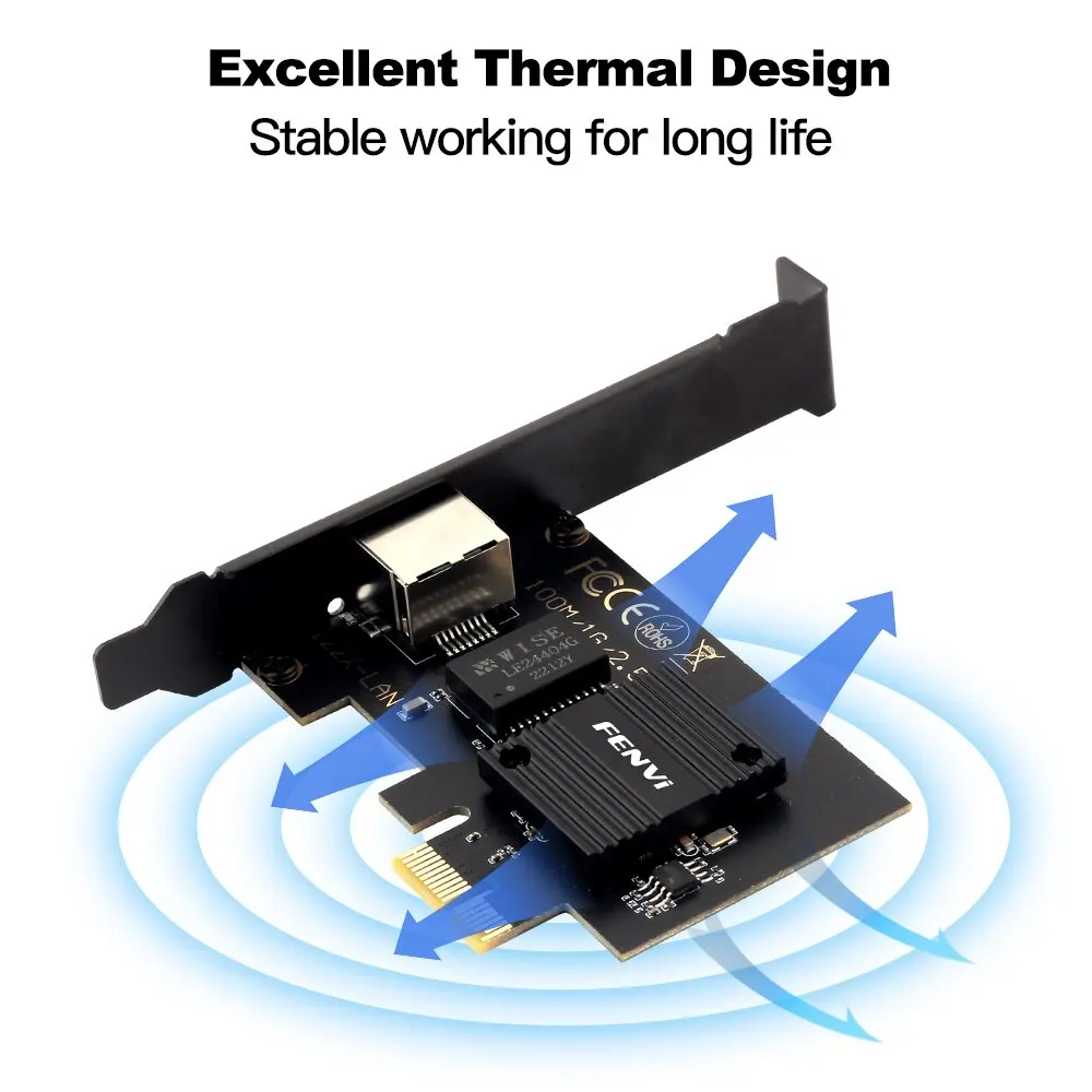 Ethernet Adapter Ethernet Card Network Card 2500Mbps PCI-E To RJ45 Network Card I226 Chip Gigabit Ethernet 100/1000/2500Mbps RJ45 LAN PCIe Adapter For Laptop PC Win 10/11