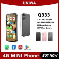 UNIWA Q333 هاتف ذكي صغير 4 جيجابايت رام 64 جيجابايت روم 4G شبكة كامل النطاق 2000 مللي أمبير الهواتف المحمولة متجر جوجل بلاي معرف الوجه هاتف صغير 1