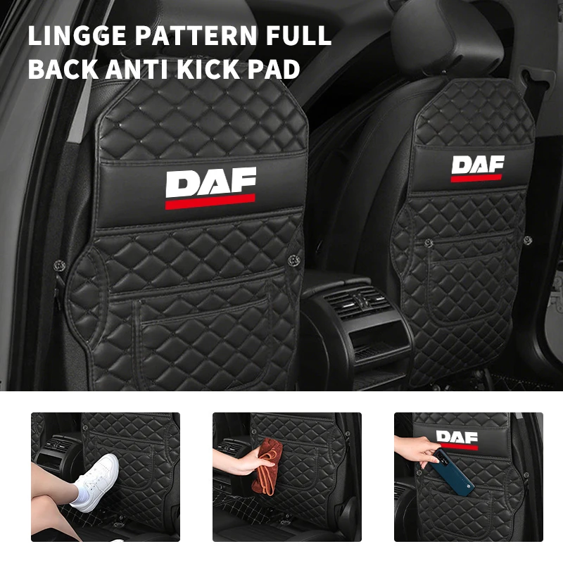 자동차 좌석 뒷면 어린이용 안티 킥 매트 보호대 DAF 106XF 105 CF85 트럭 LF VAN용 보관 가방 패드