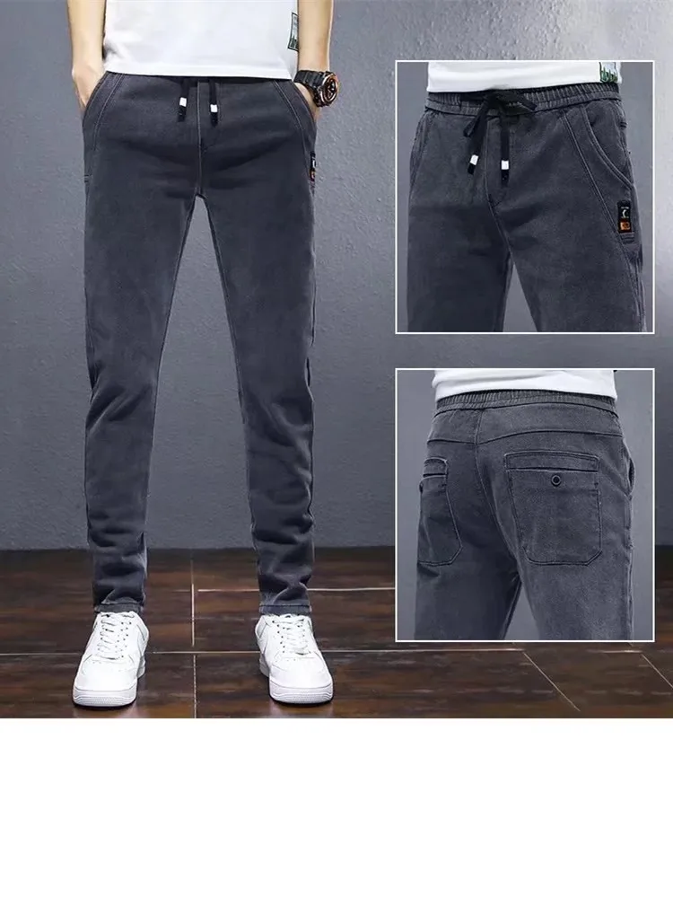 

Trendy and fashionable jeans, men's casual and trendy brand, men's spring and autumn dark gray Harlan men's pants