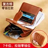 Genuine Leather Men's Short Wallet with RFID Blocking Card Function Vintage Style Oil Waxed Cowhide Driving License Holder 2