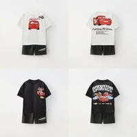 Children's Lightweight Short Sleeved Shorts Set For Boys And Girls Summer Disney Mcqueen Car Printed Children's Clothing Set 1