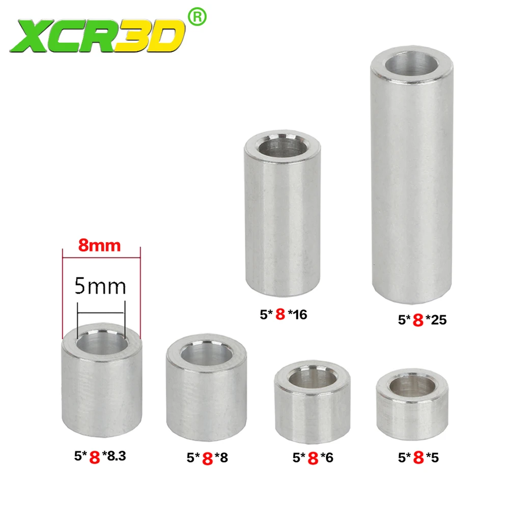 XCR3D 10pcs 3D Printer Parts Aluminium Spacer V-slot Isolation Column Separate Pillar Quarantine Bore 5MM Reprap 3D Printer