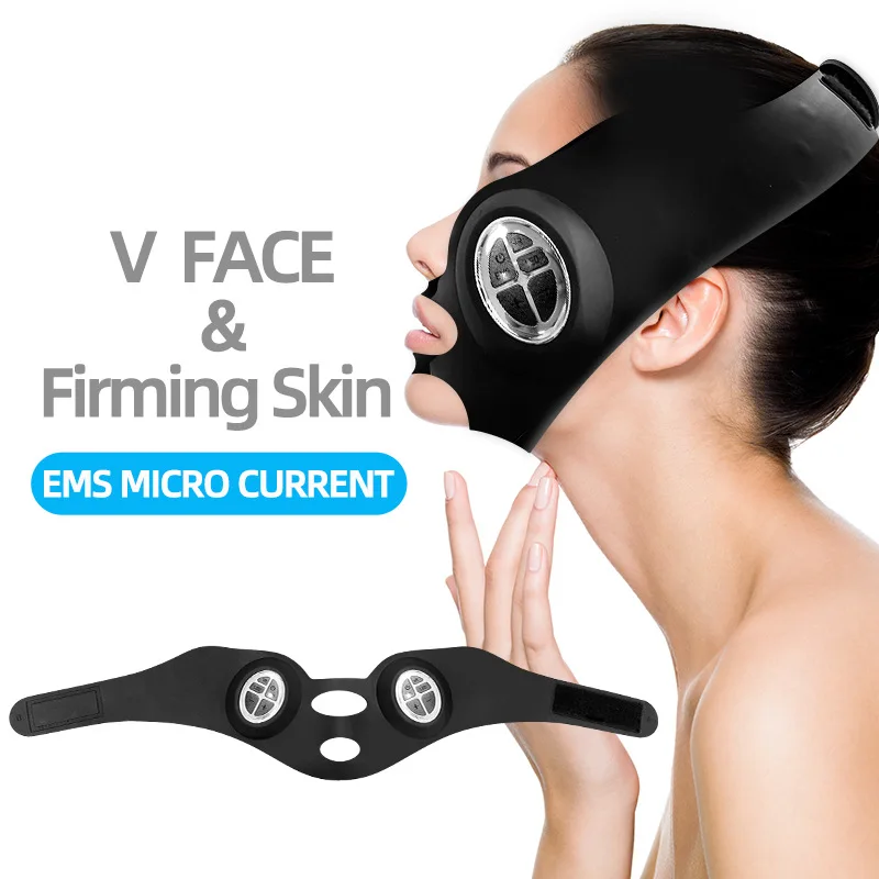 Ems Microcurrent Face V Shape Lifting Bandage Massaggiatore Dimagrante Facciale Double Chin Remover Led Light Therapy Cheek Lift Up Belt