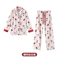 Women's Cotton Pyjama Suit Long Sleeve Single Breasted Ladies Sleepwear 2 Pcs with Pants Comfortable Pockets Pijamas Feminino - Image 3