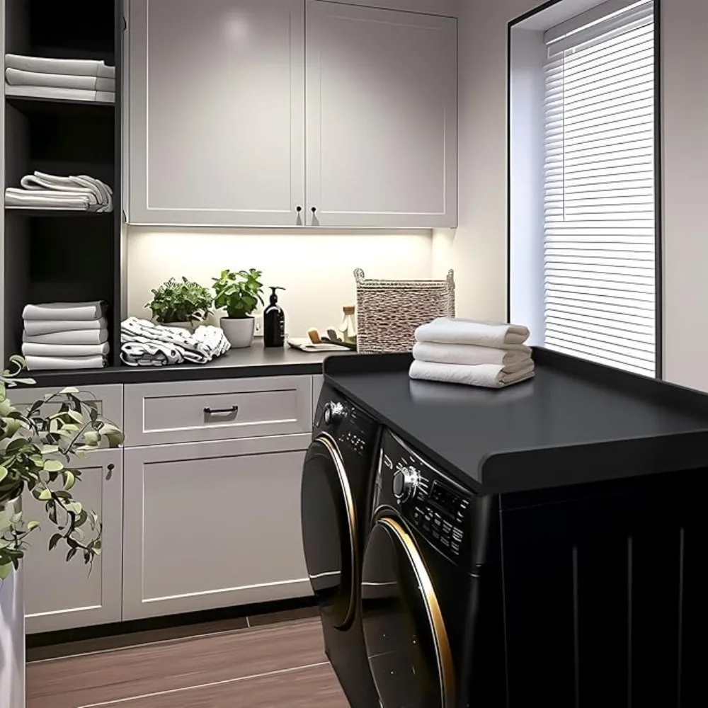 Washer Dryer Countertop Melamine Countertop with Edge Rails - 27.5" Depth X 54" Width Laundry Room Organization 2