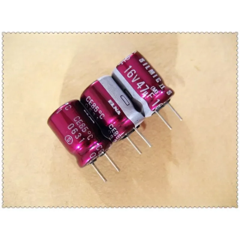 Elna Silmic II電解コンデンサ、銅ピン、16v、47uf、8x11.5mm、5