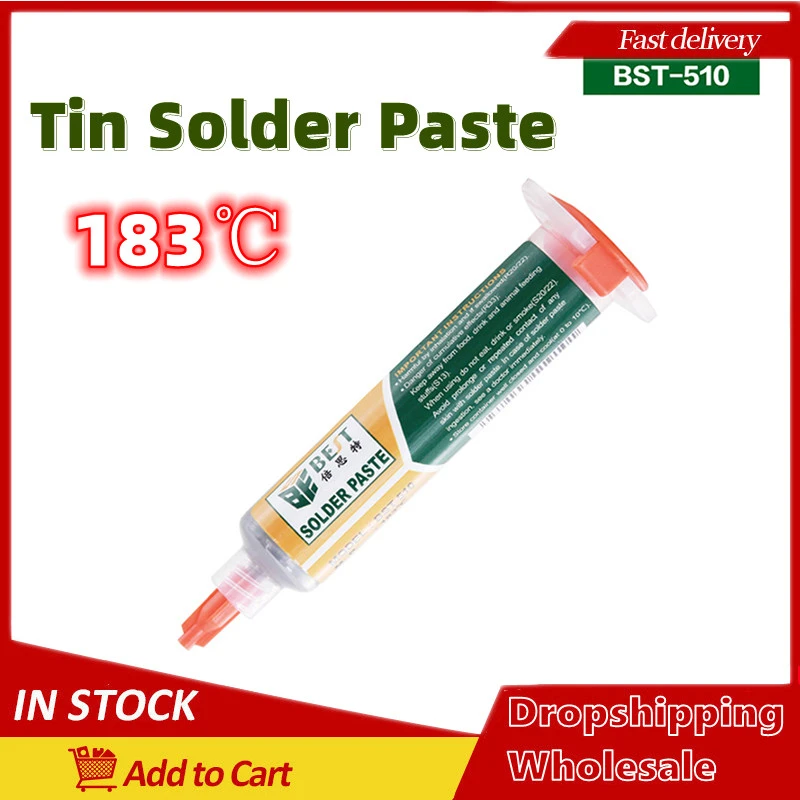 10cc Tin Solder Paste Sn63/Pb37 Syringe Liquid Welding Flux Melting Point 183℃ PCB Repair Stencil Soldering Paste Welding Tools flux paste