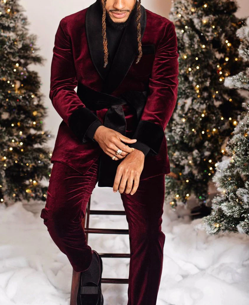 Burgundy Mens Velvet Pants Business Pants Custom Wedding Pants | eBay