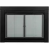 Fireplace Glass Door Large Black Bi-fold Doors Standard Mesh Panel 180 Degree Open Alloy Steel 43.5"L x 33"W Easy Grip Handles 1