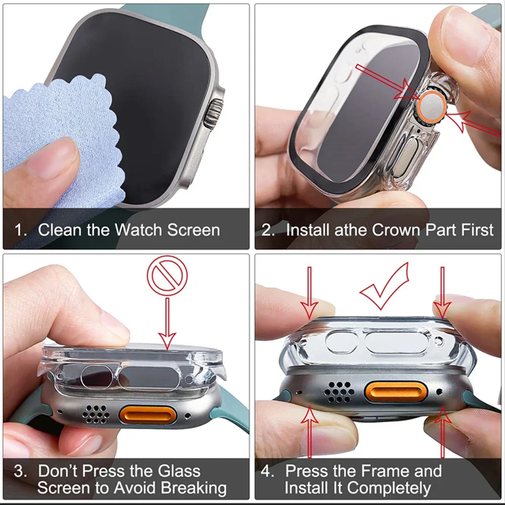 Enhanced Apple Watch Ultra Protective Bumper and Tempered Glass Screen Protector Set