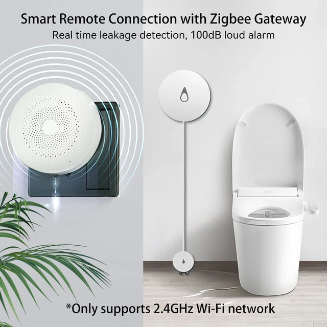 Meian 3 Pack Water Leak Detector Kit, 100dB Zigbee Hub, Wireless Water Leak Sensor, Flood Detection Alarm for Laundry, Bathroom 2