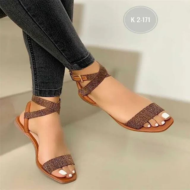 Sandalias tobilleras cómodas con punta abierta para mujer, zapatos de Color liso para playa y exteriores, a la moda, novedad de verano - Image 2
