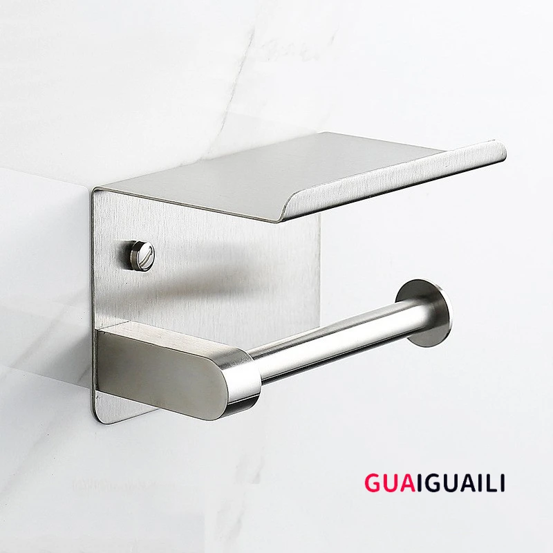 Bath stainless steel 304 glossy paper towel holder no punch bathroom paper roll holder bathroom mobile phone towel
