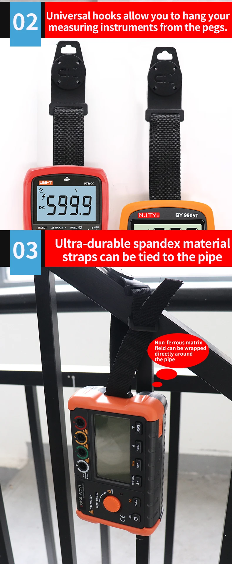 Tragbarer Aufhängegurt, Magnetgurt, Magnetaufhänger-Set für Multimeter, Instrumentierungswerkzeug, magnetischer Befestigungsgurt – Detail 3