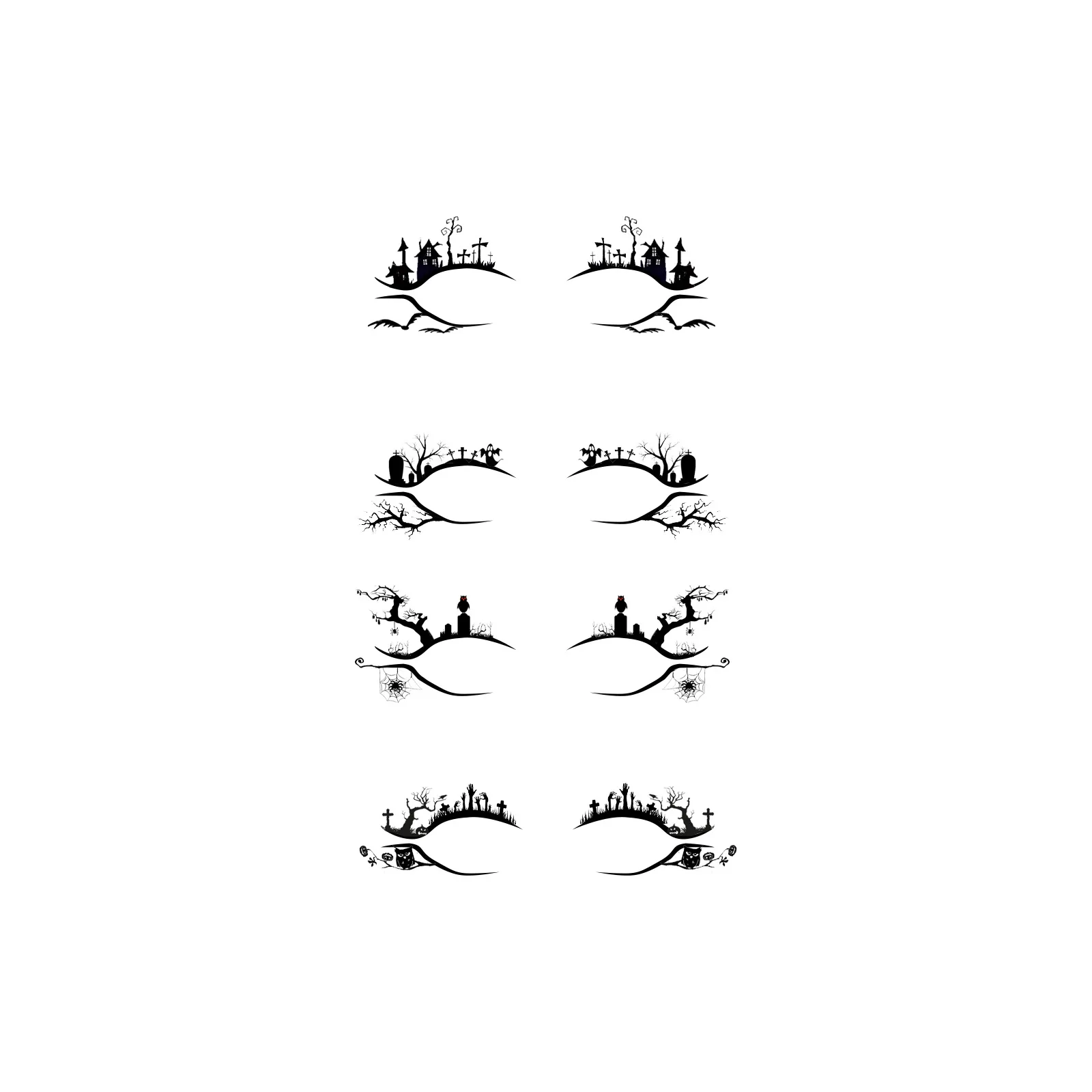 10 Paar Halloween Eyeliner Aufkleber – Spinnen, Geister, Kürbis Tattoos Für Gesicht & Körper