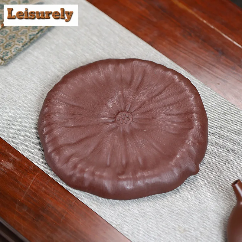 Handmade Yixing Purple Clay Pot Bearing Holder Lotus Dry Soaking Platform Water Storage Pot Tea Tray Gaiwan Base Kung Fu Teaware