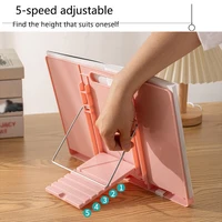 Adjustable Plastic Book Stand for Reading Foldable Desktop Riser for Laptop Textbook - Hands-Free Cookbook Stand with Page Clips 2