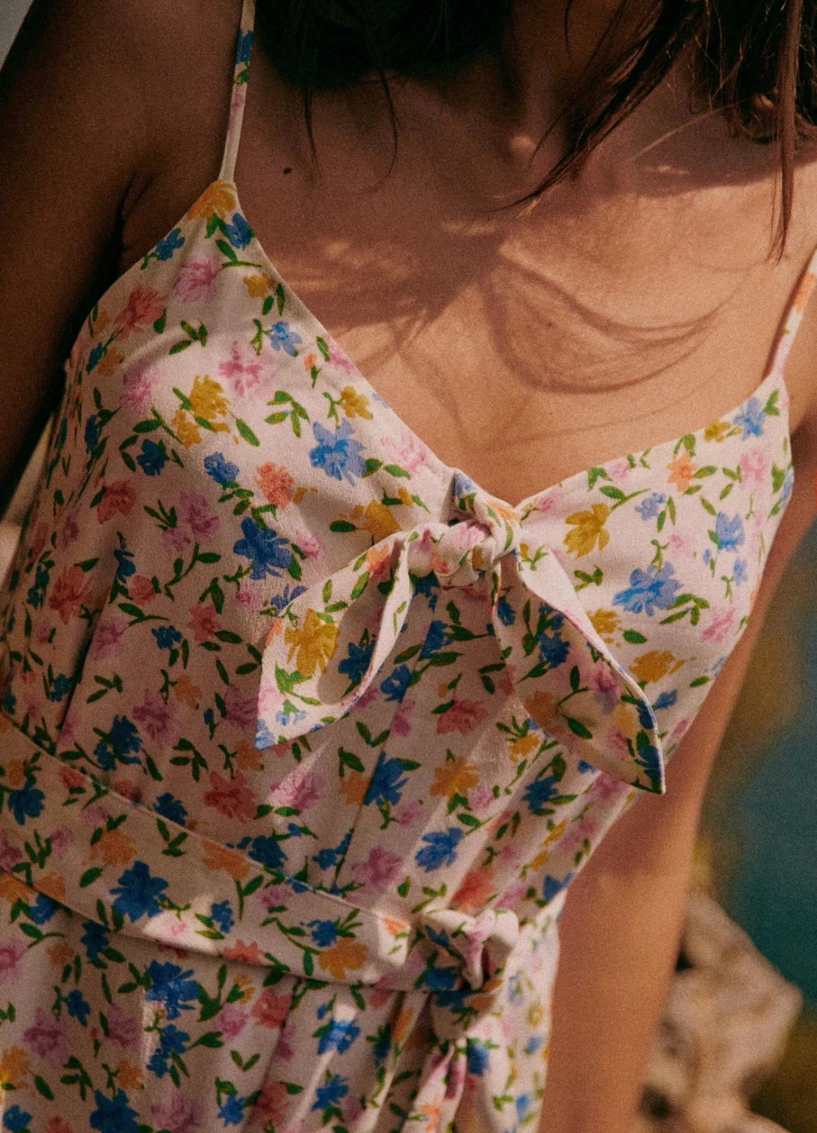 French Floral Suspender Playsuit for Women V-neck lace up bow printed Short Playsuits sleeveless Rompers shorts 2023 New