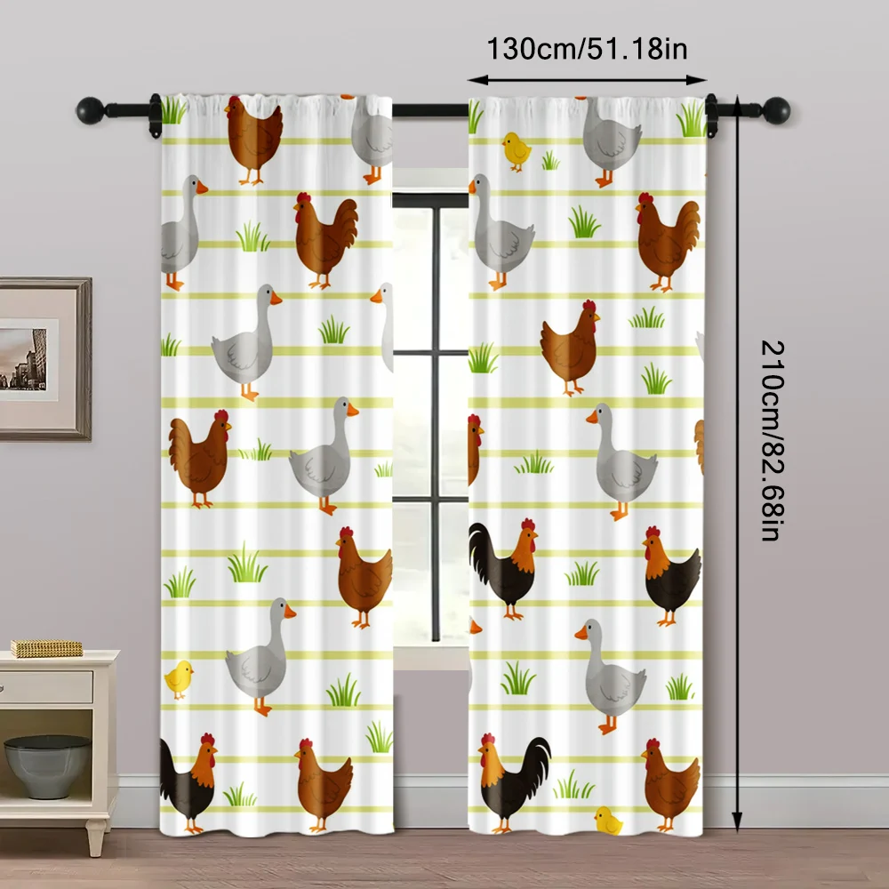2pcs, Curtains Cute chicks Machine Washable Fabric,Without Electricity Wall Decor Applies to bedroom living room decoration 5