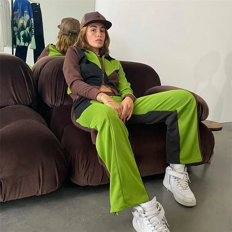 Autumn and Winter New 2024 Women's Contrast Trousers Casual Suit Fashion Cardigan Casual Sports Women's Clothing