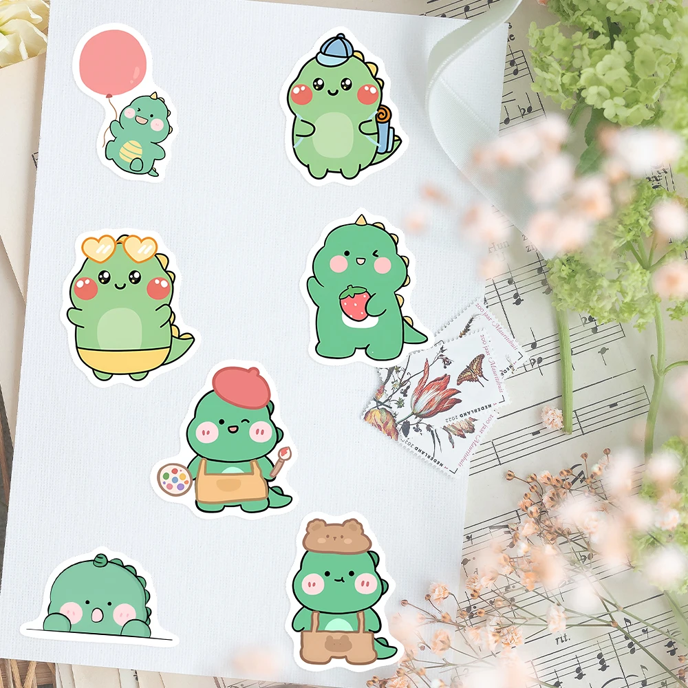 Cartoon Green Dinosaur Stickers Fun DIY Kids Toy Gift Decal for Laptop Phone Scrapbook Luggage Bottles Decorative Waterproof cartoon stickers decorative stickers animal stickers cartoon sticker