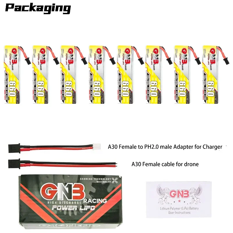 GAONENG GNB HV 1S 660 мАч 90C 180C кабельная батарея A30 LiPo 3,8 в Yinywhoop Tiny7 PowerWhoop Квадрокоптер для тараканов (art.: 3920c38aa97d3) - 3920c38aa97d3